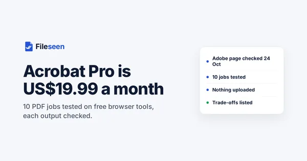 Share image for the post: Acrobat Pro price: US$19.99 a month, and 10 PDF jobs that cost nothing